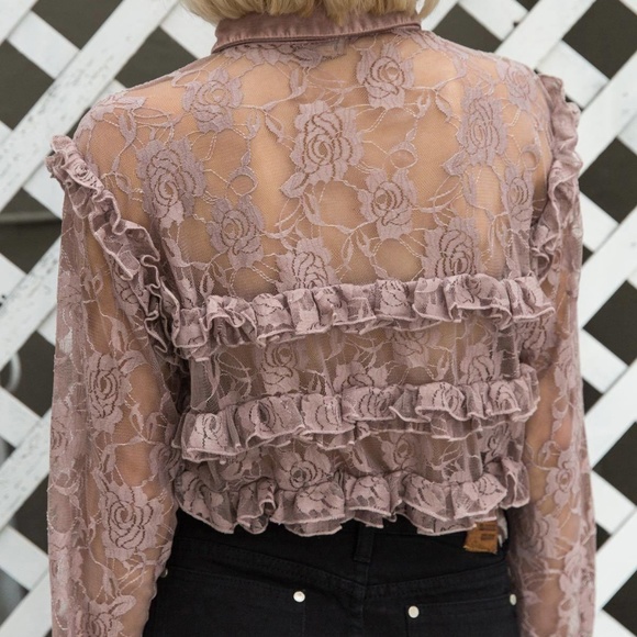 (CLEARANCE)Lace See Through Shirt - Picture 5 of 7